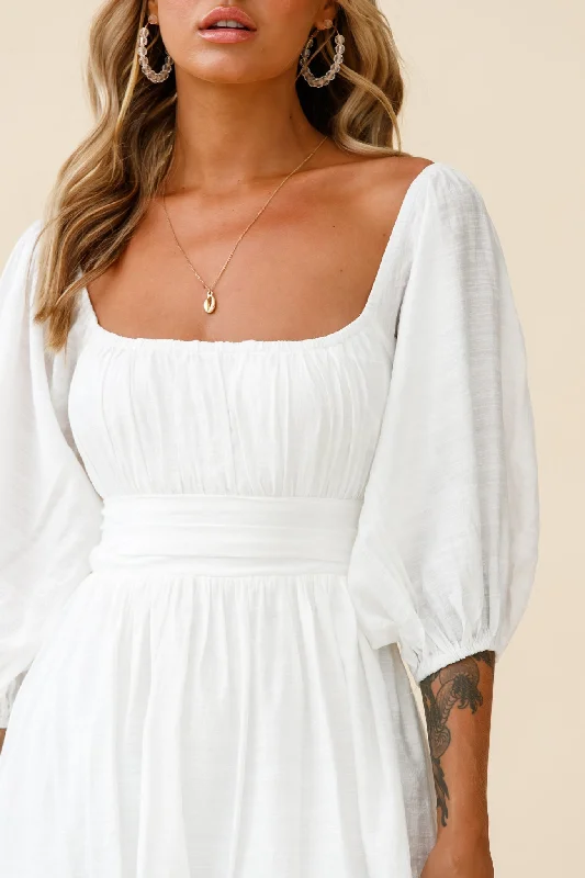 Abby Off-Shoulder Tie-Up Back Dress White