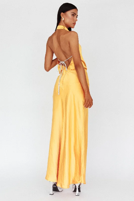 Amalfi Sunset Cowl Halterneck Maxi Dress Sun