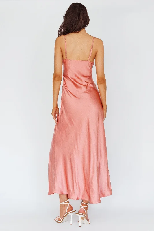 Amity Twist Bust Split Maxi Dress Rose