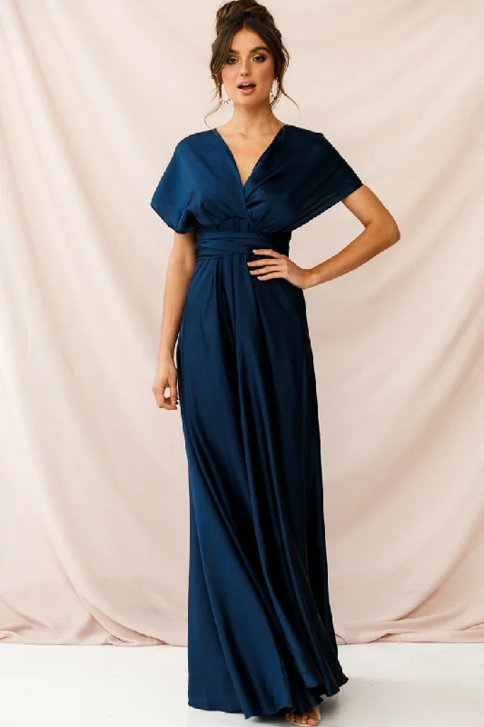 Ariana Multiway Mid Sleeve Maxi Dress Navy