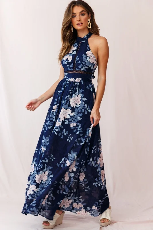 Baylor Floral Halterneck Maxi Dress Navy