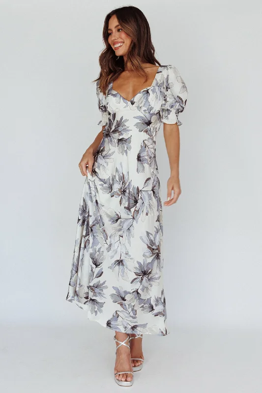 Brigita Tied Back Maxi Dress Floral Blue