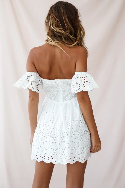 Chiara Off-Shoulder Sweetheart Neckline Dress White