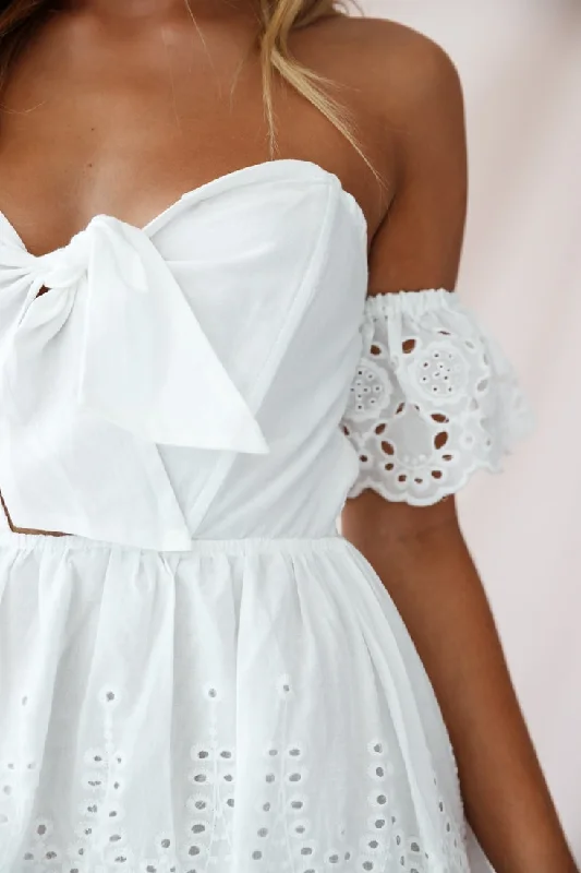 Chiara Off-Shoulder Sweetheart Neckline Dress White