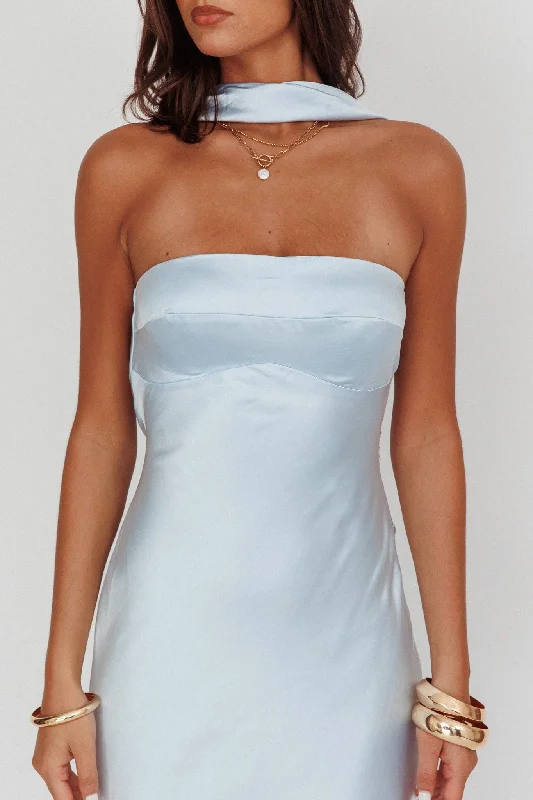 Damsel Reverse Halter Maxi Dress Baby Blue