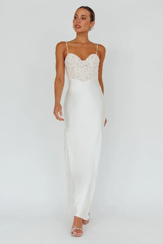 Evening Star Lace Bodice Maxi Dress Ivory