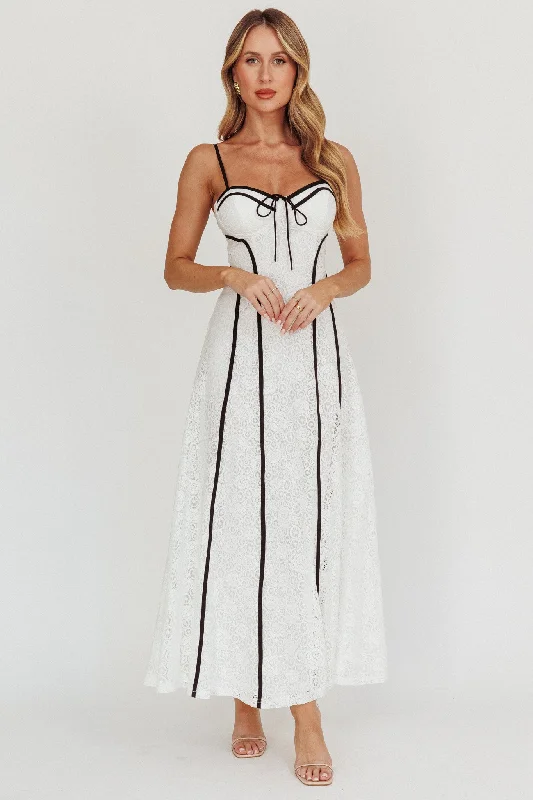 Find Your Way Lace Contrast Maxi Dress White