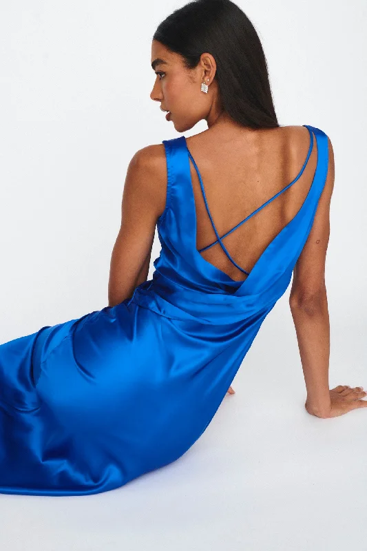 Jelena Draped Back Maxi Dress Sapphire