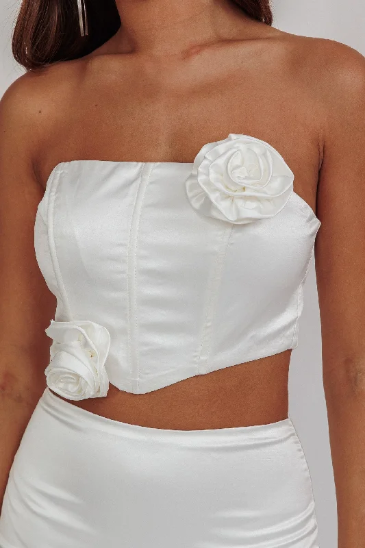 Like A Dove Rosette Corset Top Oyster