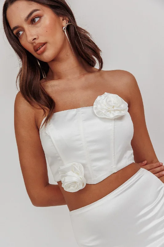 Like A Dove Rosette Corset Top Oyster