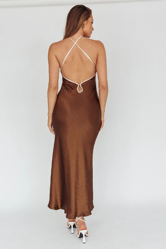 Midsomer Dawn Criss-Cross Back Maxi Dress Chocolate