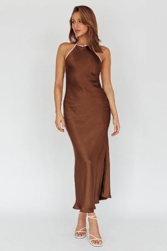 Midsomer Dawn Criss-Cross Back Maxi Dress Chocolate