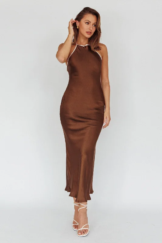 Midsomer Dawn Criss-Cross Back Maxi Dress Chocolate