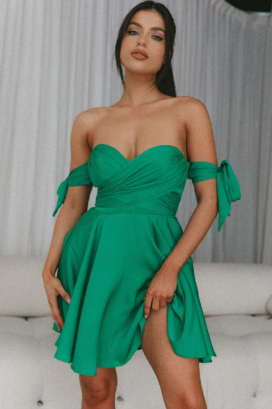 One Sweet Day Off Shoulder A-Line Dress Jade