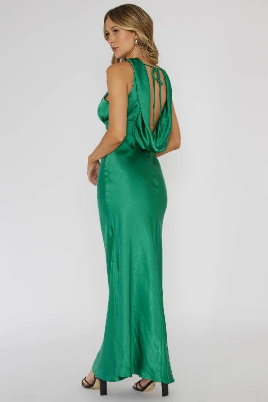 Starry Nights Cowl Back Maxi Dress Forest Green