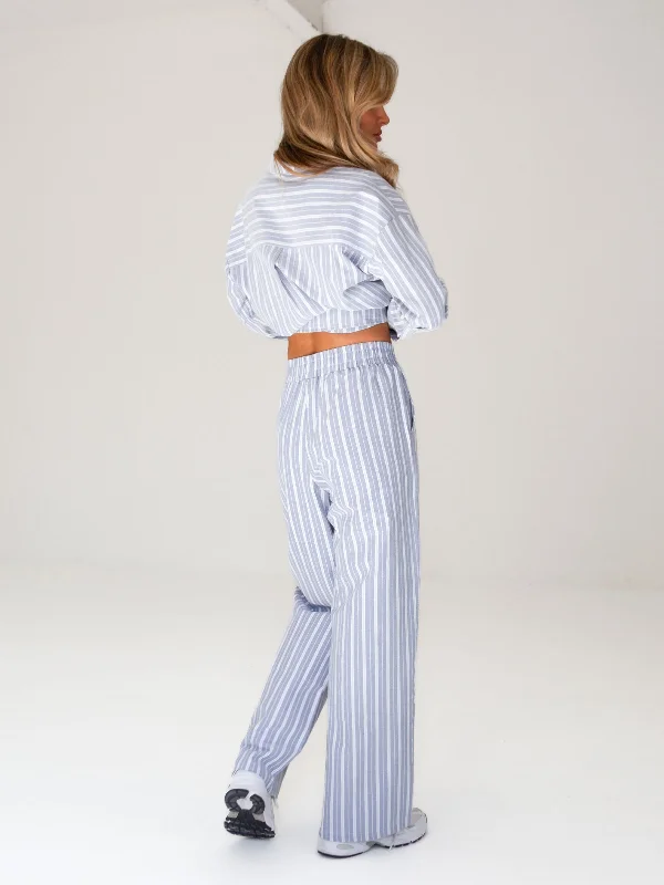 Elena Stripe Trousers - Blue