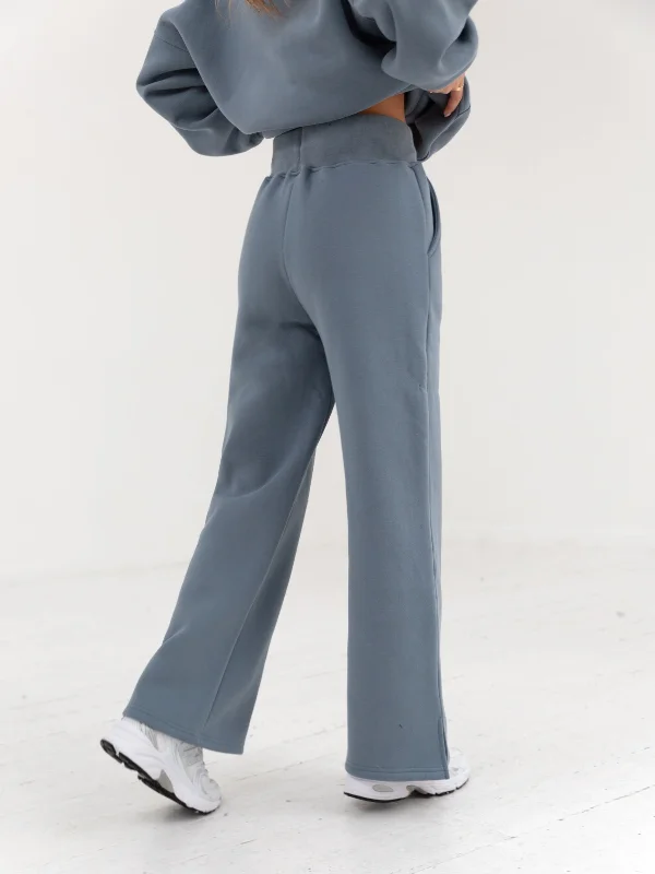 Varsity Wide Leg Sweatpants - Blue