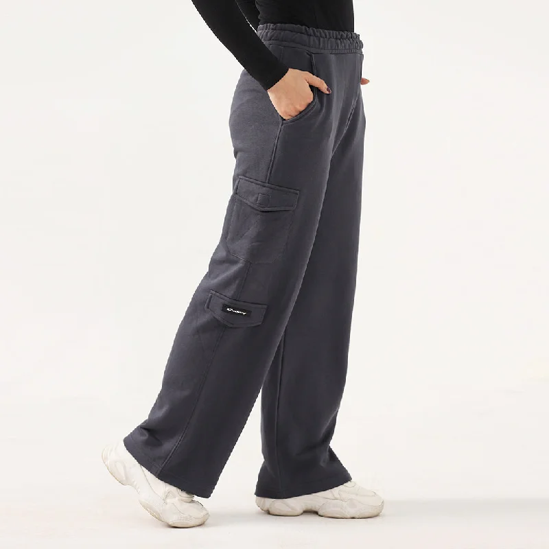 Smoke grey Wide Leg Cargo Unisex Trouser