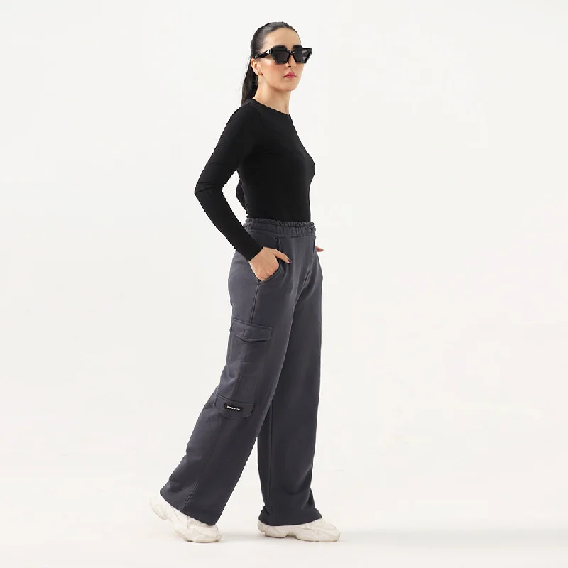 Smoke grey Wide Leg Cargo Unisex Trouser