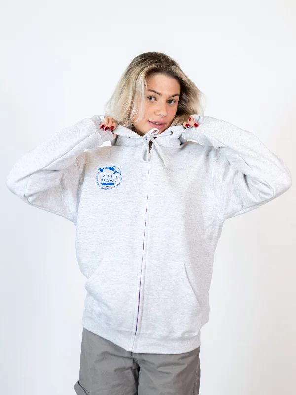 DOLPHIN ZIP HOODIE (RYGPRINT)  - GRÅ