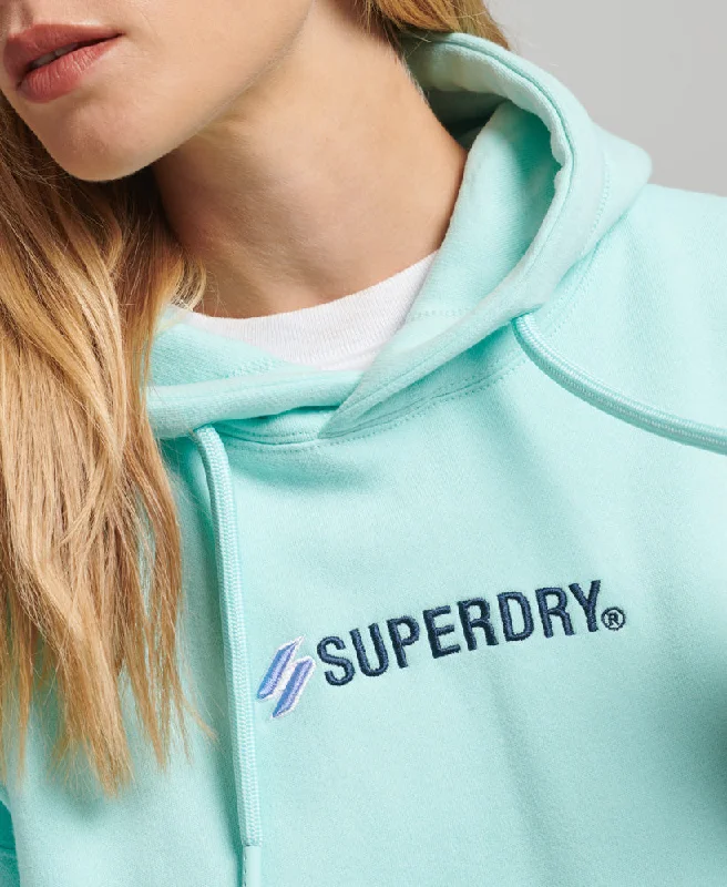 Logo Applique Oversized Crew Hoodie | Cali Blue