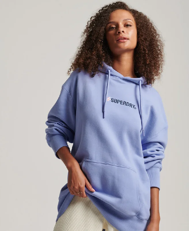 Logo Applique Oversized Crew Hoodie | Jacaranda