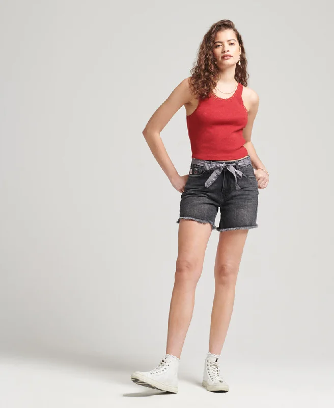 Vintage Mid Rise Slim Shorts | Wolcott Black Stone