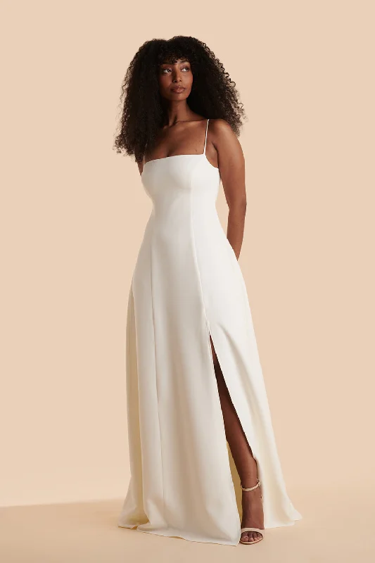 Estella Ivory | Maxi A-line Dress w/ Slit