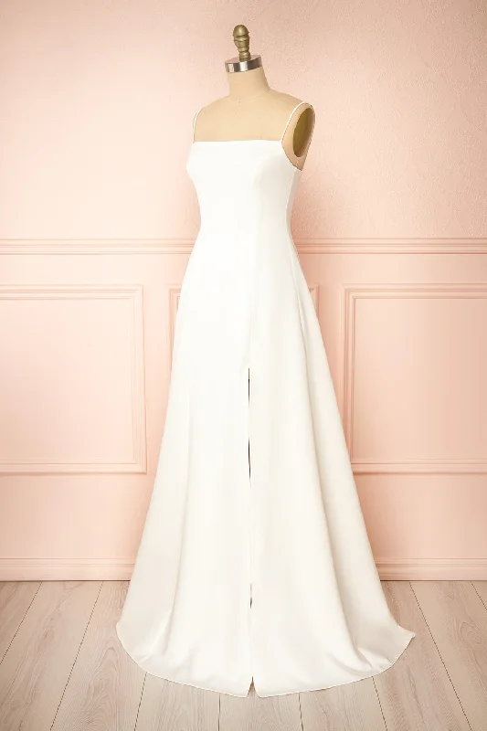 Estella Ivory | Maxi A-line Dress w/ Slit