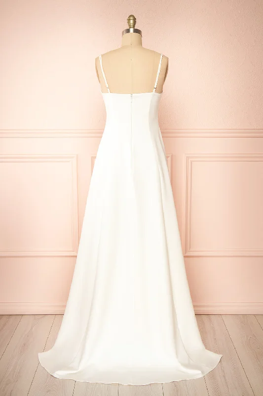 Estella Ivory | Maxi A-line Dress w/ Slit