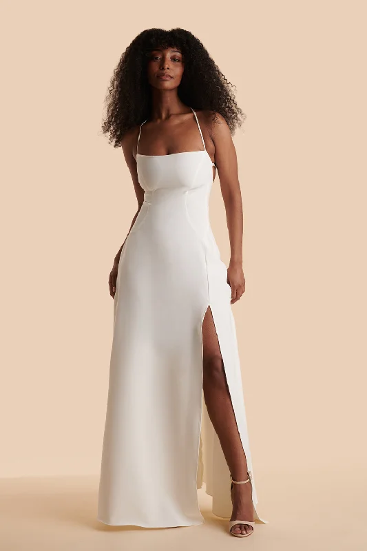 Izabella Ivory | A-line Maxi Dress w/ Open Back