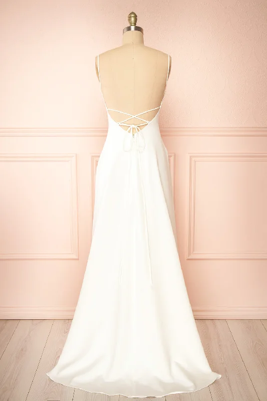 Izabella Ivory | A-line Maxi Dress w/ Open Back