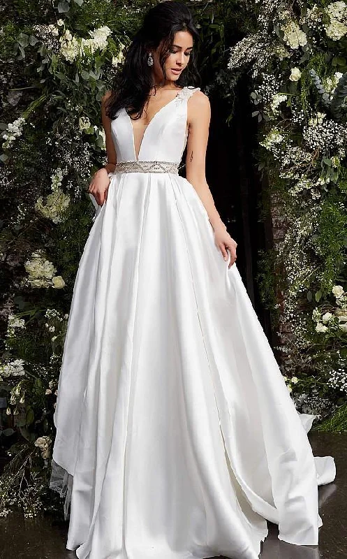 Jovani 2491 Simple Long Sleeveless Wedding Dress JB