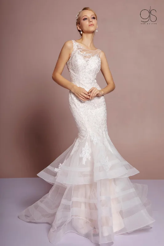 Long Formal Layered Bridal Gown