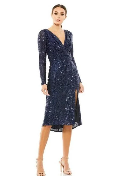 Mac Duggal 26555 Long Sleeve Sequins Cocktail Dress