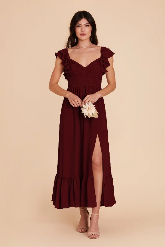 Michelle Chiffon Dress - Cabernet