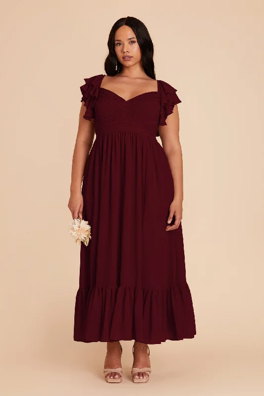 Michelle Chiffon Dress - Cabernet