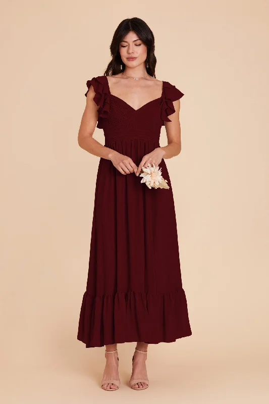 Michelle Chiffon Dress - Cabernet