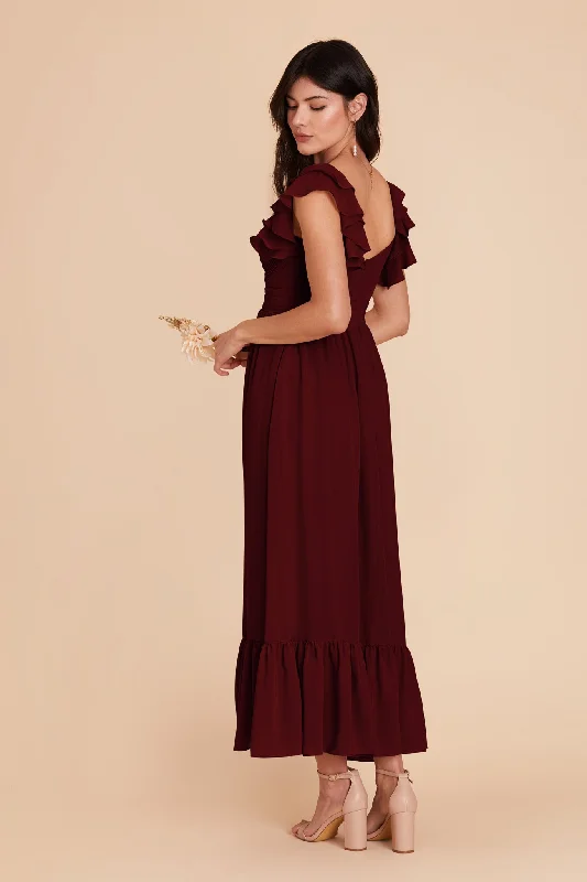 Michelle Chiffon Dress - Cabernet