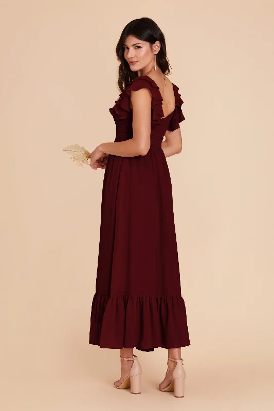 Michelle Chiffon Dress - Cabernet