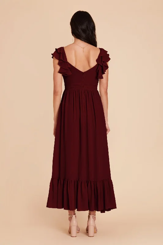 Michelle Chiffon Dress - Cabernet