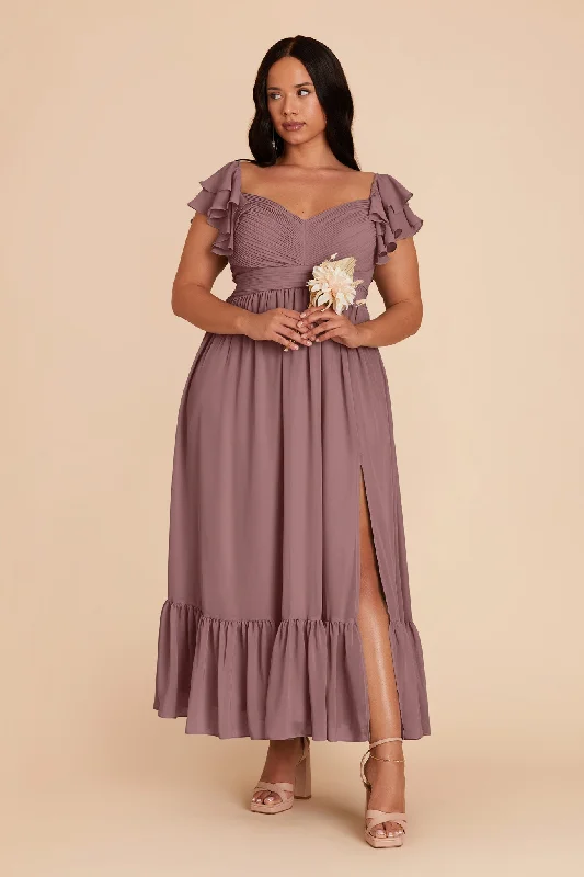 Michelle Chiffon Dress - Dark Mauve