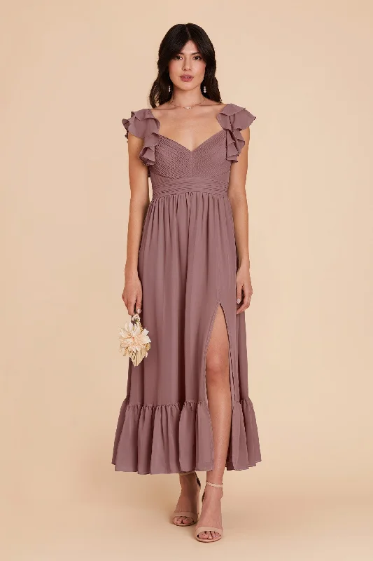 Michelle Chiffon Dress - Dark Mauve