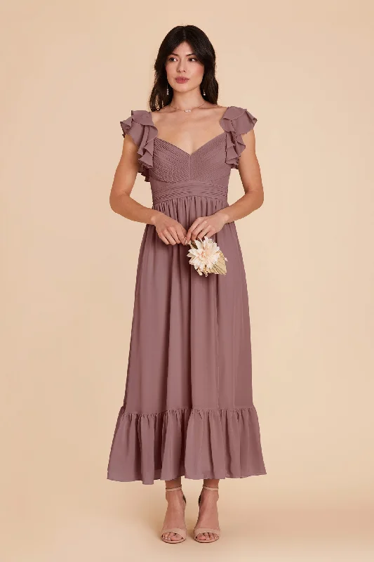 Michelle Chiffon Dress - Dark Mauve