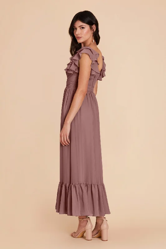 Michelle Chiffon Dress - Dark Mauve