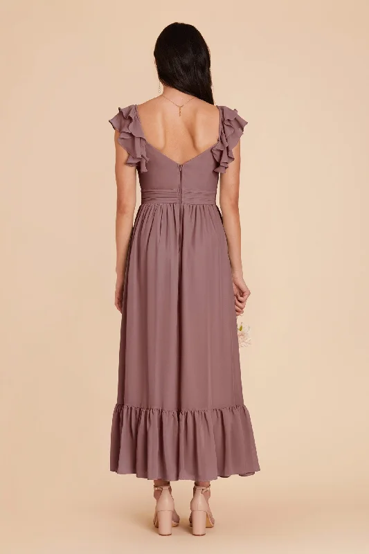 Michelle Chiffon Dress - Dark Mauve