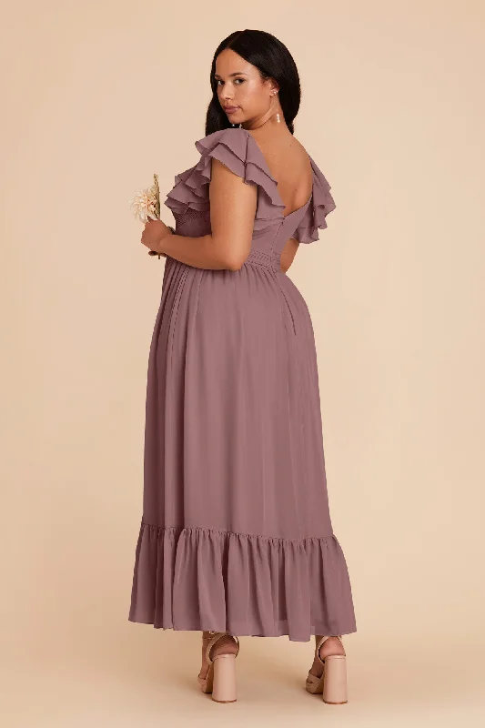 Michelle Chiffon Dress - Dark Mauve