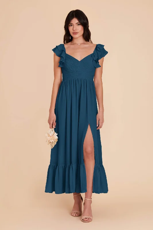 Michelle Chiffon Dress - Dark Teal