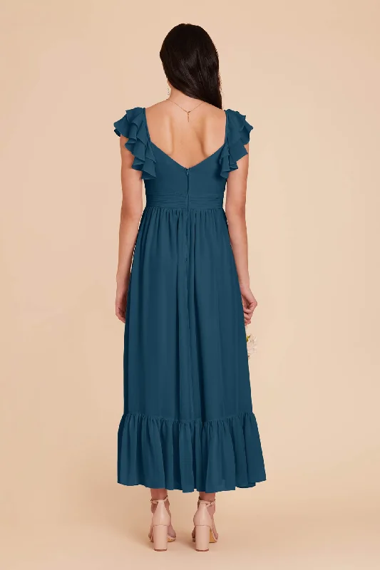 Michelle Chiffon Dress - Dark Teal