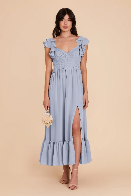 Michelle Chiffon Dress - Dusty Blue